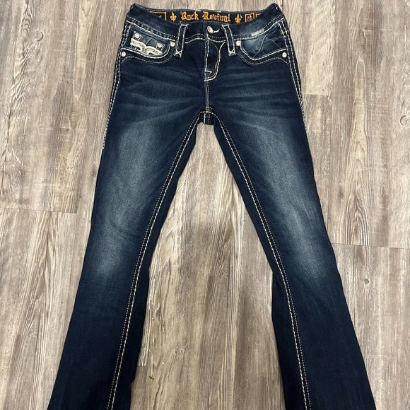 Rock Revival Jeans Womens Size 26 Dark Denim Janet Boot Cut - Picture 1 of 5